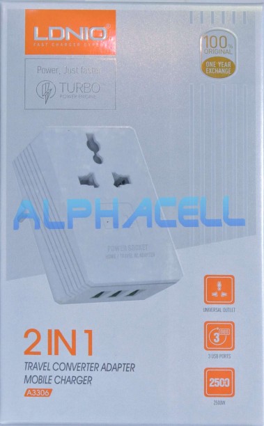 LDNIO Travel converter adaptor mobile charger Mobile Charger with Detachable Cable