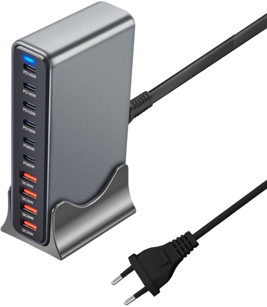 Solala 730W USB C Charger Block, 10 Port Fast USB Charging Station for Multi Devices, GaN Ⅲ Charging Block Double 140W/100W/65W PD PPS Port Laptop Charger Compatible with MacBook Pro/Air/iPhone 16/15/Samsung Multiport Camera Charger