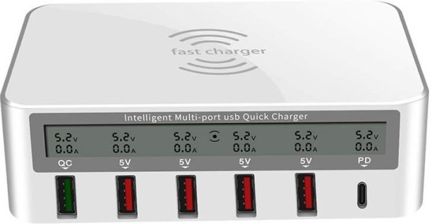 elctro_world MPTALX10614884-0 5 A Multiport Mobile Charger with Detachable Cable