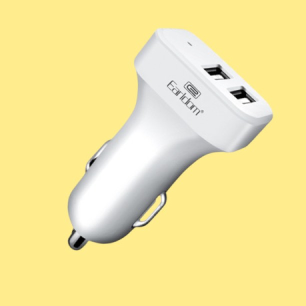 Earldom ES-131 - Dual USB Fast Charging Car Charger - White PD 2.4 A Multiport Mobile Charger