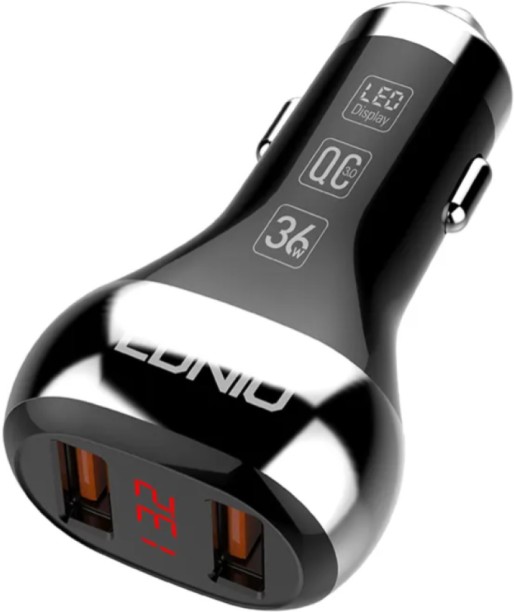 car charger Charging 36W With 2 Ports USB Car Charger DC 12-24V LED Display Fast Car Charger Adaptive Charging 5.4 A Multiport Mobile Charger with Detachable Cable