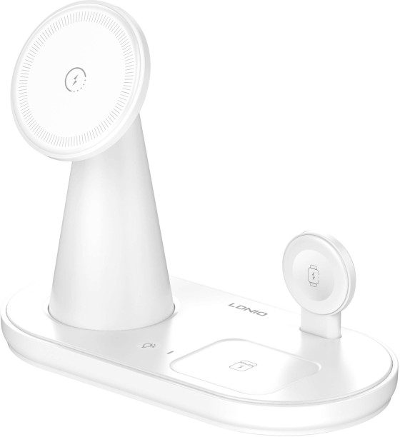 LDNIO 5-in-1 15W Wireless Charger TurboPower 3.0 Multiport Mobile Charger with Detachable Cable