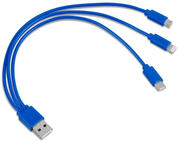 Altitude Tri-Cable USB Charger PPS 0.5 A Multiport Mobile Charger with Detachable Cable