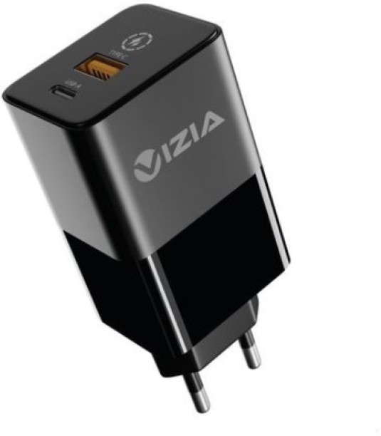Vizia 65W Ultra-Fast USB-C & USB-A Charger Quick Charge 3 A Multiport Mobile Charger with Detachable Cable