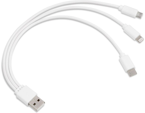 Altitude Tri-Cable USB Charger PPS 0.5 A Multiport Mobile Charger with Detachable Cable