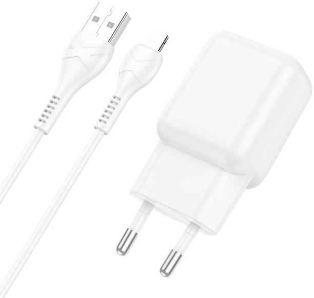 SMTE C96A Hoco Single Set Adapter With 1M Lightning Cable - White 2.1 A Mobile Charger with Detachable Cable