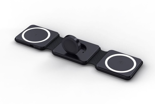 3 In 1 Multifunctional Magnetic Wireless Charger - Black 0.1 A Multiport Mobile Charger with Detachable Cable