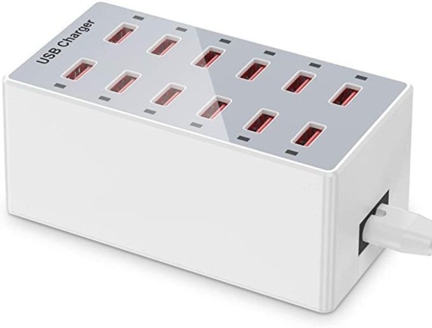 Spark USB Charger 12-Ports Charging Station 1 A Multiport Mobile Charger with Detachable Cable