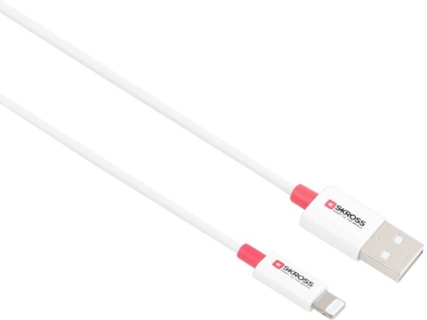 SKROSS USB to Lightning Cable - White 3 A Mobile Charger with Detachable Cable