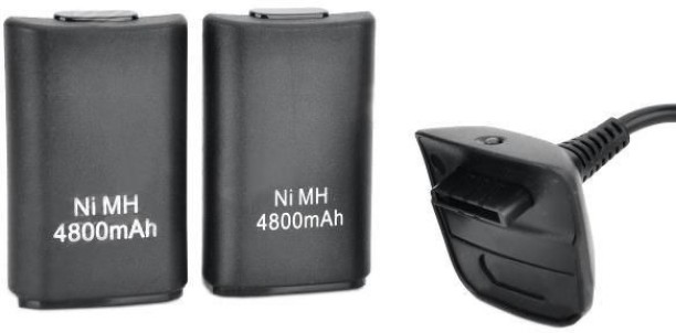 Nextek 4800mAh Rechargeable Battery Pack & Play Charge Kit for Xbox 360 Controller - 2 Pack 5 A Gaming Charger with Detachable Cable