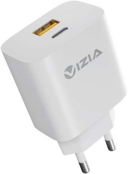 Vizia 30W Ultra-Fast USB-C & USB-A Charger Adaptive Charging 2.5 A Multiport Tablet Charger with Detachable Cable