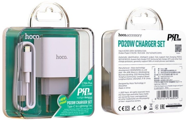HOCO C76A PLUS PD 2.5 A Mobile Charger with Detachable Cable