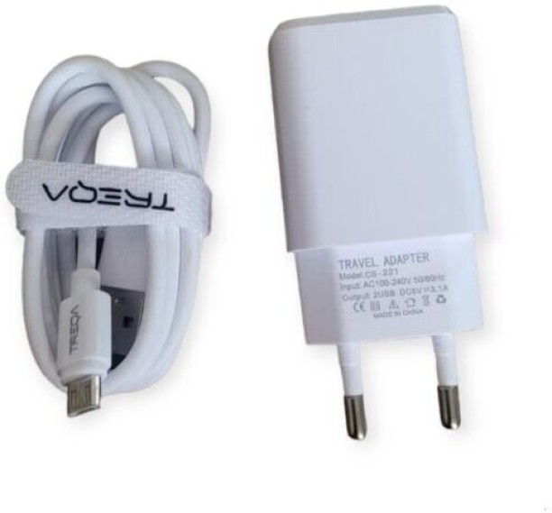 TREQA Dual 3.1A USB Wall Charger With Micro USB Cable Supercharge 3.1 A Multiport Mobile Charger with Detachable Cable