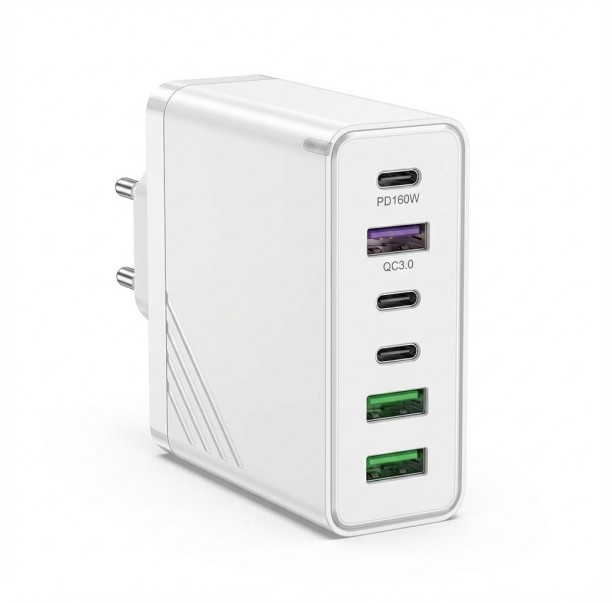 HGS 160W Superfast USB Charger with PD & USB Ports PD 5 A Multiport Mobile Charger with Detachable Cable