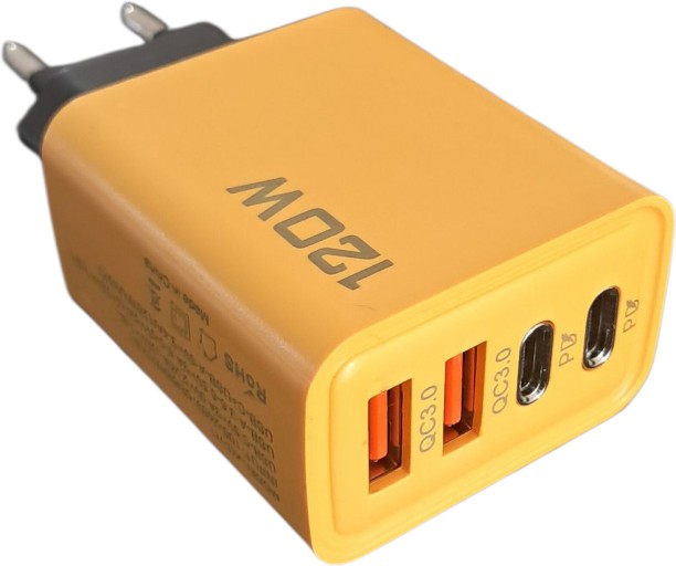 3J Projects Generic Travel Charger 4-Port Fast Charger 0.5 A Multiport Tablet Charger with Detachable Cable