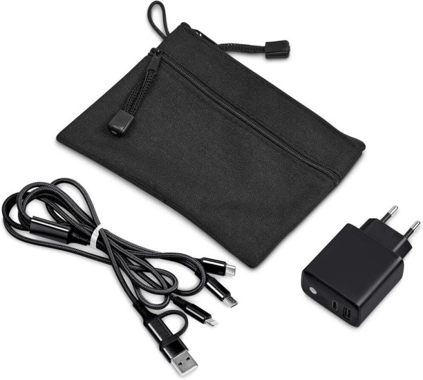 Serendipio Copeland Tech Set - Black Quick Charge 2 A Multiport Mobile Charger with Detachable Cable