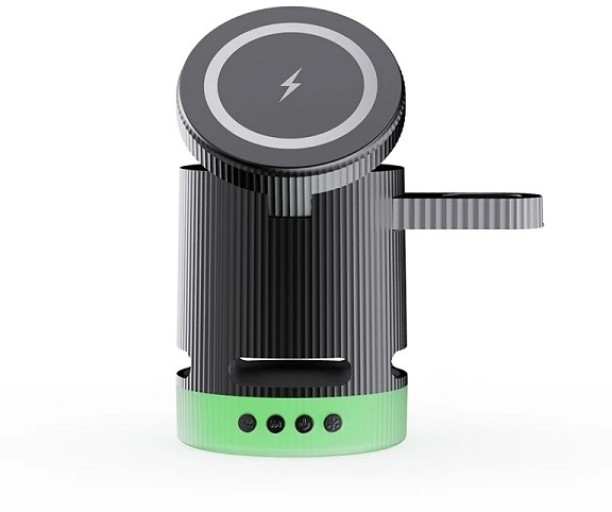 Aerbes 4 in 1 Magnetic Wireless Charger With Speaker Supercharge 2.5 A Mobile Charger with Detachable Cable