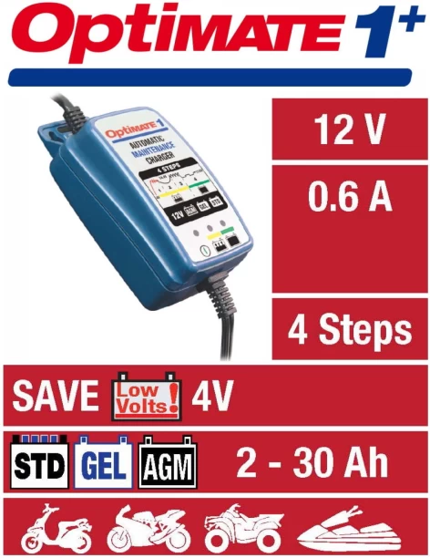 Optimate 1 Duo Adaptive Charging 6 A E-bike Charger with Detachable Cable