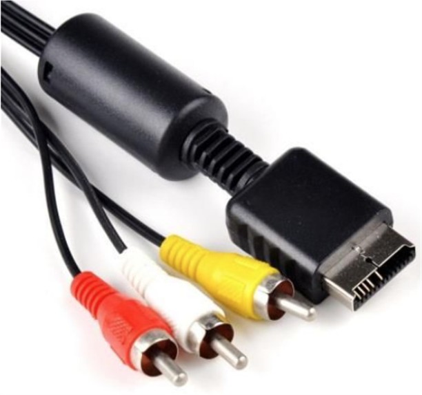 Gadgetgyz 3-RCA AV Video & Audio Cable for Playstation 2 & 3 8 A Gaming Charger with Detachable Cable