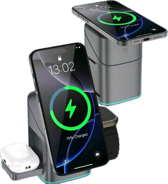 3 in 1 wireless Charger FWCH043-BK-SD25-K HyperCharge Mobile Charger with Detachable Cable