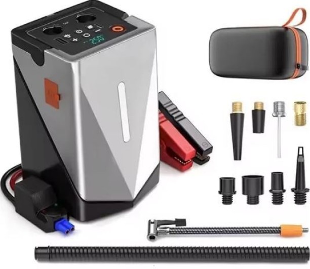 Prime Mart MY-7604 Portable Jump Starter With Air Compressor Emergency Start Power For Cars Battery Jumper Starter