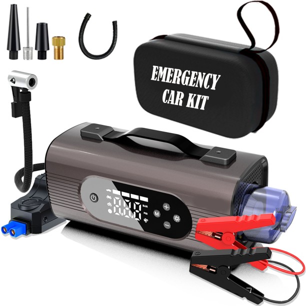 fame inc 5-in-1 Emergency Car Starter with Power Bank, Inflator, Vacuum & LED Light Battery Jumper Starter