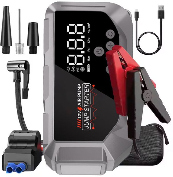 fame inc All-in-1 Emergency Car Jump Starter with LED Light, Power Bank & Air Pump Battery Jumper Starter