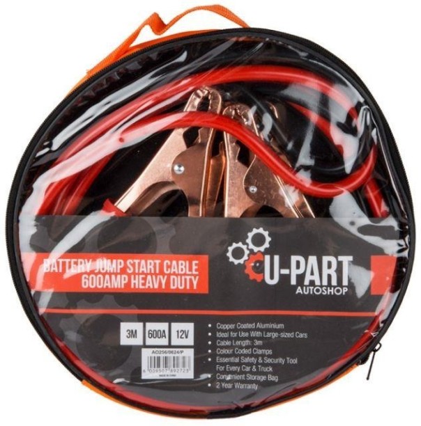 U-Part Autoshop Jumper Cable Heavy Duty - 600Amp 9 ft Battery Jumper Cable Copper, Aluminium For  Car