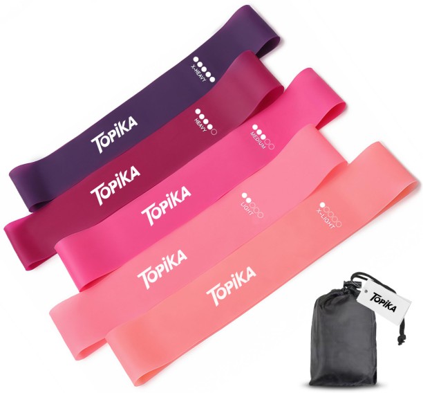 Topika Resistance Bands Set of 5,Latex Exercise Loops for Full Body Workout,Pink Battle Rope