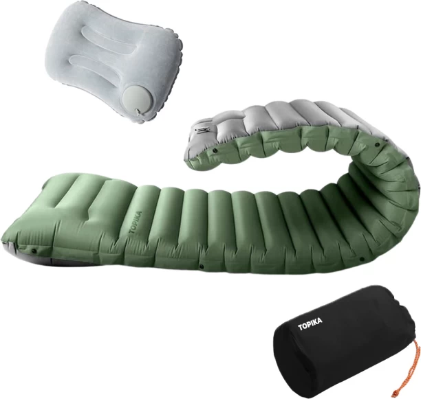 Topika Camping Air Mattress, Inflatable Mattress of Camping Essentials 10 cm Single Fiber Mattress