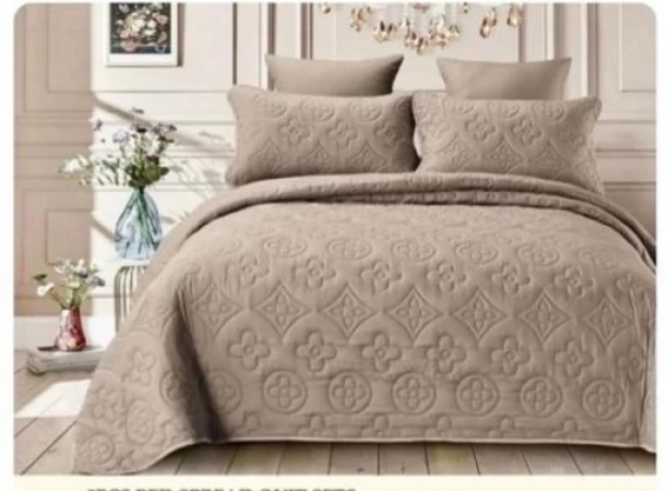 FOUR G HOMEWARE BED SPREED 400 TC Polycotton King Self Design Flat Bedsheet Adults