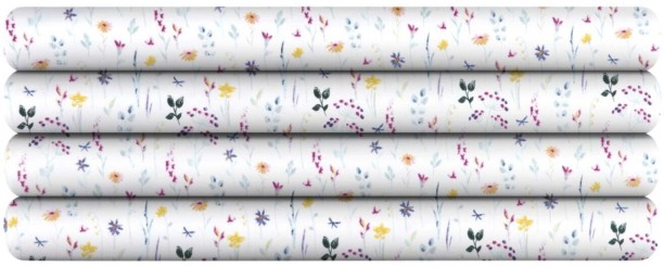 Primaries NA 144 TC Polycotton Double Floral Flat Bedsheet Adults