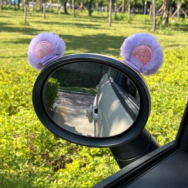 GTAL (E)1pair Car Interior Decoration Plush Rabbit Ears Design Car Mirror Ornament Automotive Charm Car Interior Bike Mobile Holder