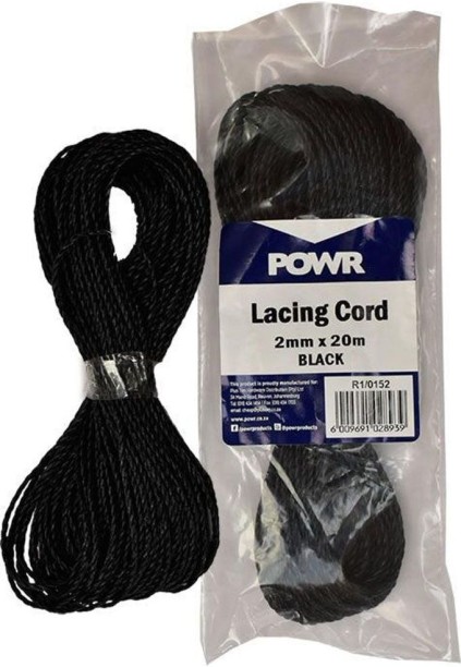 POWR Lacing Cord Black 2mm x 20 Metres 20 m Binding Wire