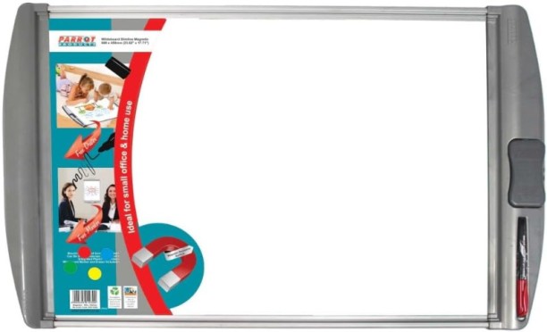 Parrot White, Grey Rectangle Table Mount Magnetic board