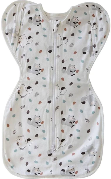 Snuggletime (22 cm x 36 cm) Cotton Knit Swaddling Sleep Pod - Raccoon (Wearable Blanket)