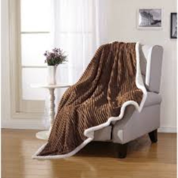 SMTE (200 cm x 220 cm) Sherpa Ultimate Wool Throw - Brown (Sherpa Blanket)