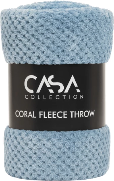 Casa (20 cm x 20 cm) Coral Fleece Throw Blue Soft Textured Blanket 180 * 200cm (Throw)