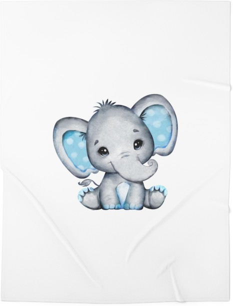 Isles Essentials (70 cm x 100 cm) Blue Elephant (Fleece Blanket)