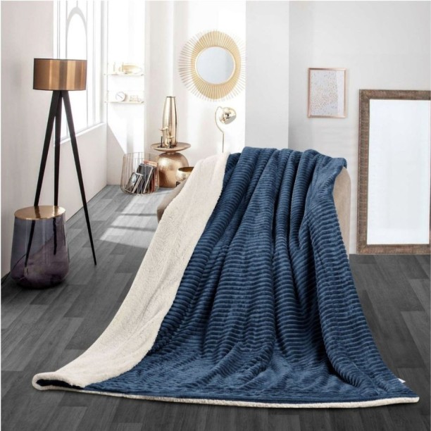 Nu Dekor (180 cm x 200 cm) Reversible Sherpa Fleece Throw Flannel Blanket (Fleece Blanket)