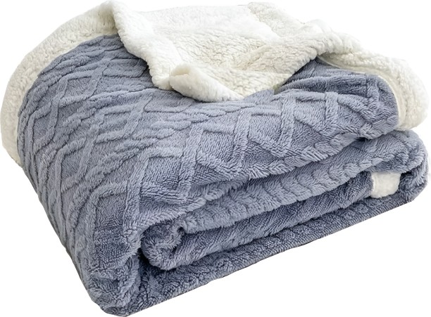 SMTE (210 cm x 230 cm) Geometric Pattern Woolen Sofa Throw/ Blanket - Queen Size - Blue (Throw)