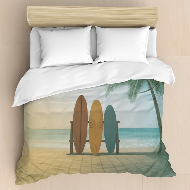 Silk Threads (200 cm x 220 cm) Ultrasonic 5 PC Polycotton - Seaside Escape (Comforter)