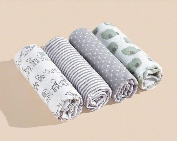 Generic (76 cm x 76 cm) 4pcs Comfortable & Skin-Friendly Baby Swaddle Blanket, Unisex (Swaddling Baby Blanket)