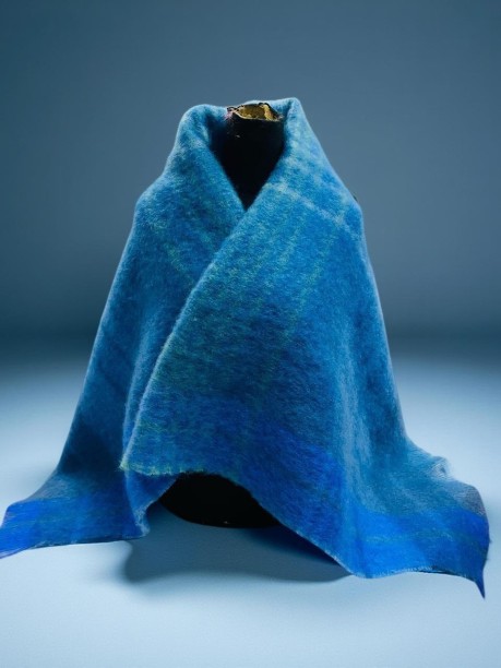 MELLO BOUTIQUE (130 cm x 180 cm) MELLO MAKOTI MOHAIR BLANKET 180x130 cm TURQUOISE AND TEAL (Woollen Blanket)