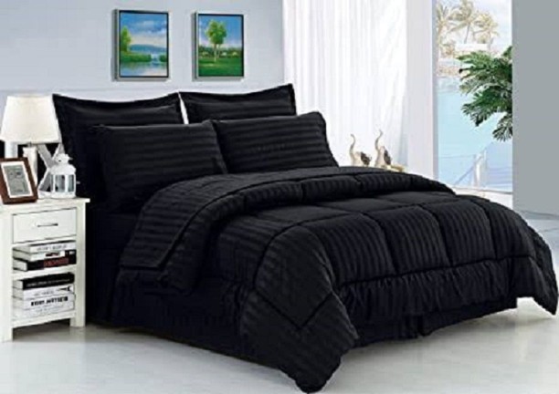 SMTE (180 cm x 210 cm) 5 Piece Stripe Comforter Black - Double (Comforter)