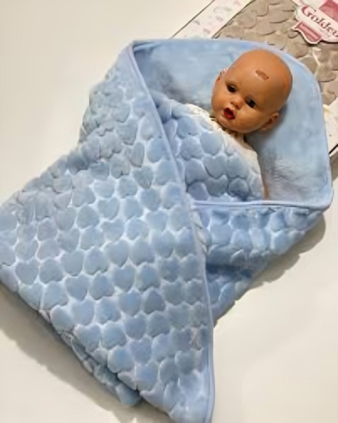 SMTE (80 cm x 120 cm) Heavy Ply Mink Baby Blanket - Blue (Crib Baby Blanket)