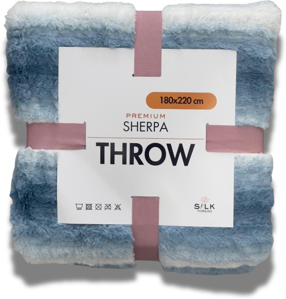 Silk Threads (180 cm x 220 cm) Premium Throw 180x220 - Coastal Fog (Sherpa Blanket)