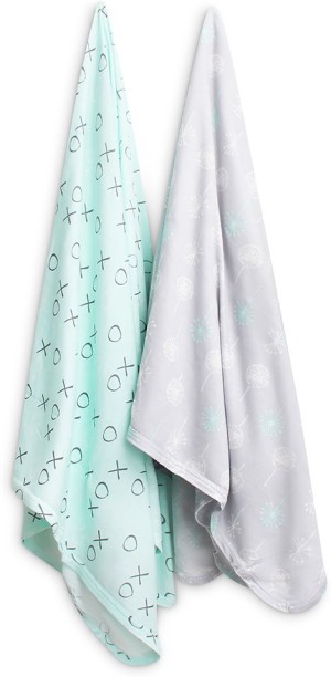 Snuggletime (100 cm x 100 cm) Infancie Bamboo Jersey Wraps 2pk - Grey (Swaddling Baby Blanket)