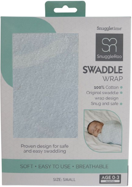 Snuggletime (120 cm x 120 cm) SnuggleRoo Swaddle Wrap - Blue (Swaddling Baby Blanket)