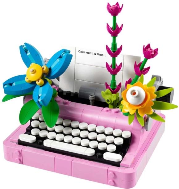 Lego Typewriter With Flowers Thematic Block Sets